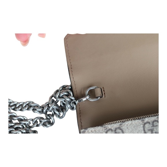 GUCCI GG Supreme Monogram Small Dionysus Chain Wallet Beige Taupe - Picture 14 of 16